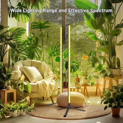 2PCS T8 Standing Grow Light, 42W Full Spectrum LED Grow Light for Indoor Plants, Plant Lamp with 243 LEDs, Wide Illumination Area, 4FT Height with On/Off Switch and Tripod Floor Stand