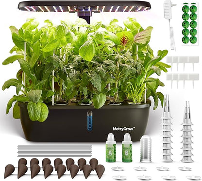 MG-15 Hydrophonic Growing System Kits, Smart Indoor Garden with 24W Grow LED Light Full Spectrum, 15 Pods Herb Garden Planter Indoor Gardening for Gifts, Kitchen