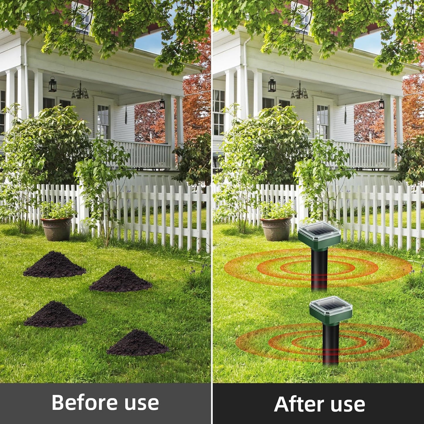 Mole Repellent Solar Powered, 8 Pack Gopher Repellent Ultrasonic Mole Stakes Spike Deterrent for Yard, Solar Rodent Repeller Outdoor,Get Rid of Vole Groundhog Chipmunk Snake Rodent Lawns Gardens Farms