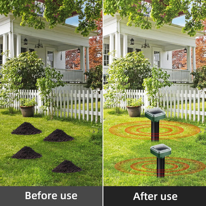Mole Repellent Solar Powered, 8 Pack Gopher Repellent Ultrasonic Mole Stakes Spike Deterrent for Yard, Solar Rodent Repeller Outdoor,Get Rid of Vole Groundhog Chipmunk Snake Rodent Lawns Gardens Farms