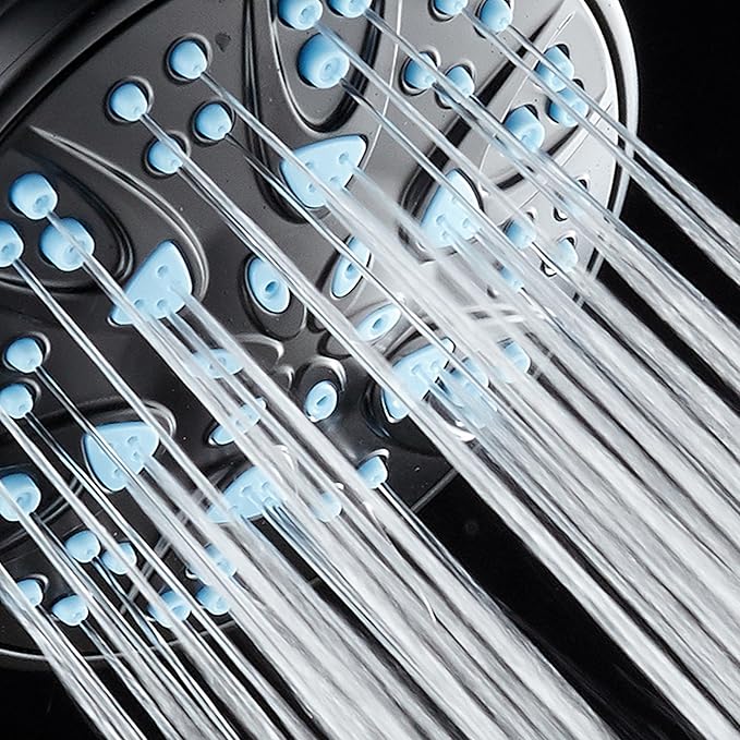 AquaDance Antimicrobial/Anti-Clog High-Pressure 6-Setting Hand with with Microban Nozzle Protection from Growth of Mold, Mildew & Bacteria for Stronger Shower! Aqua Blue Jets – 1.8 GPM