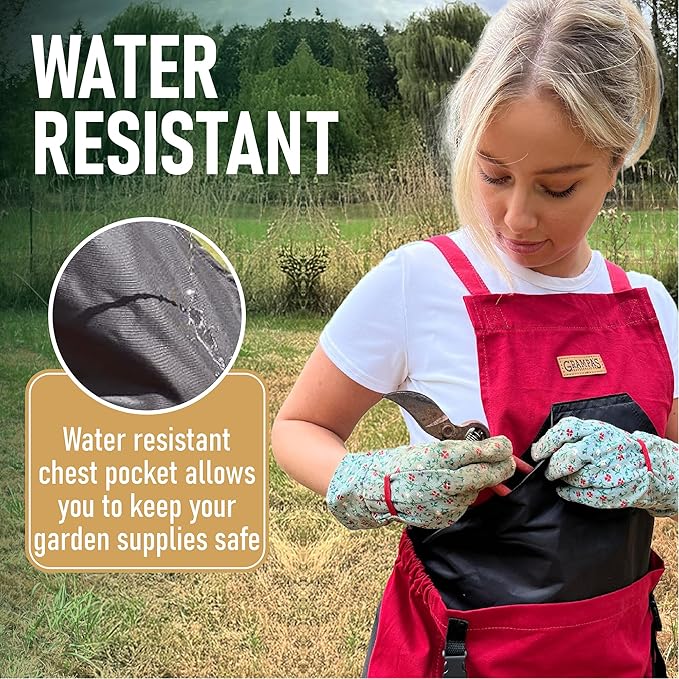 Grampa's Garden Apron - Cross Back Gardening Apron With Pockets For Women & Men | Harvest Apron with Large Kangaroo Pouch