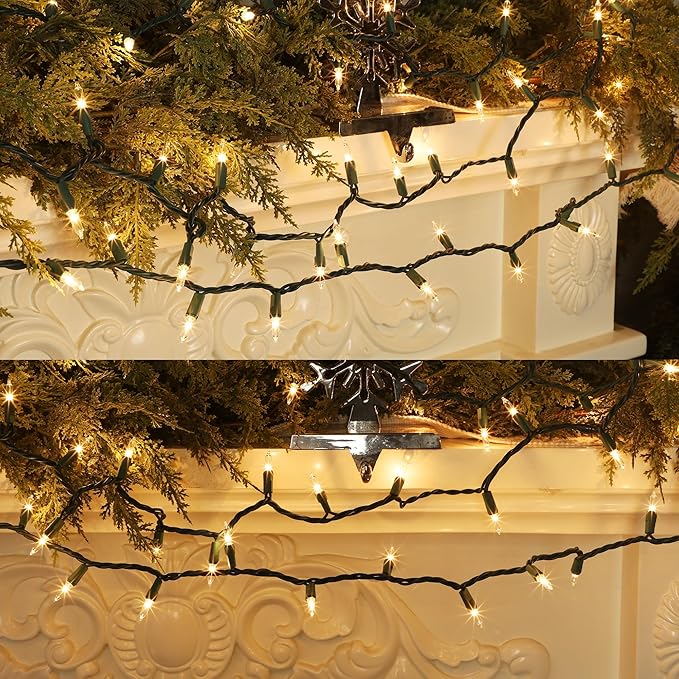 2 Pack Clear Christmas String Lights, 100 Count Each, Incandescent Mini Christmas Lights, Connectable Xmas Tree Light for Indoor Outdoor Garland Birthday Holiday Wedding Festival Party