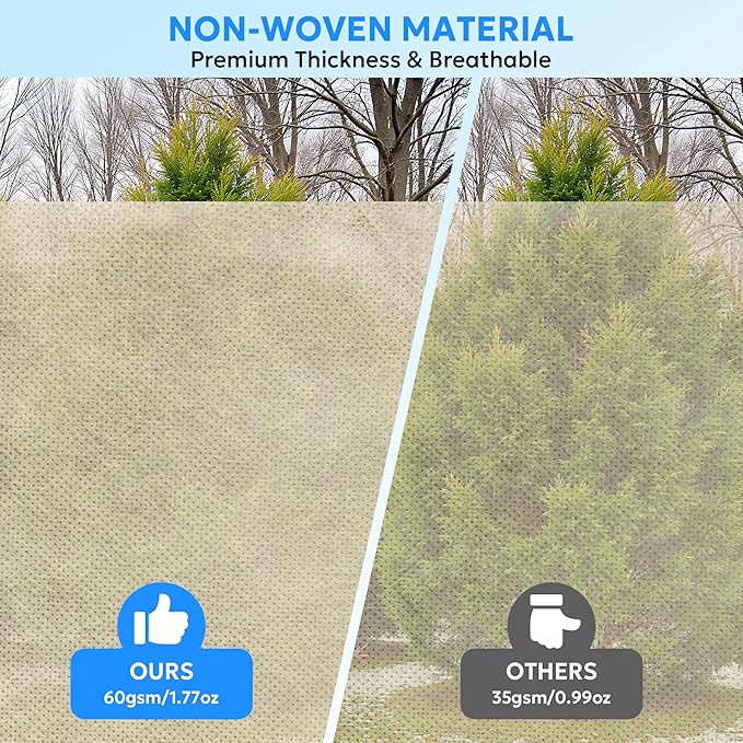 MIXC Plant Covers Freeze Protection, 31.4''×39.3'' Winter Cold Weather Frost Blankets Shrub Jacket with Drawstring Reusable Frost Protection Cloth for Outdoor Plants Fruit Tree Potted (2 Pack)