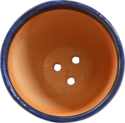Sunnydaze Large Ceramic Plant Pot - Round Outdoor Glazed Ceramic Planter Pot with Drainage - Resort - Imperial Blue - 13.5"