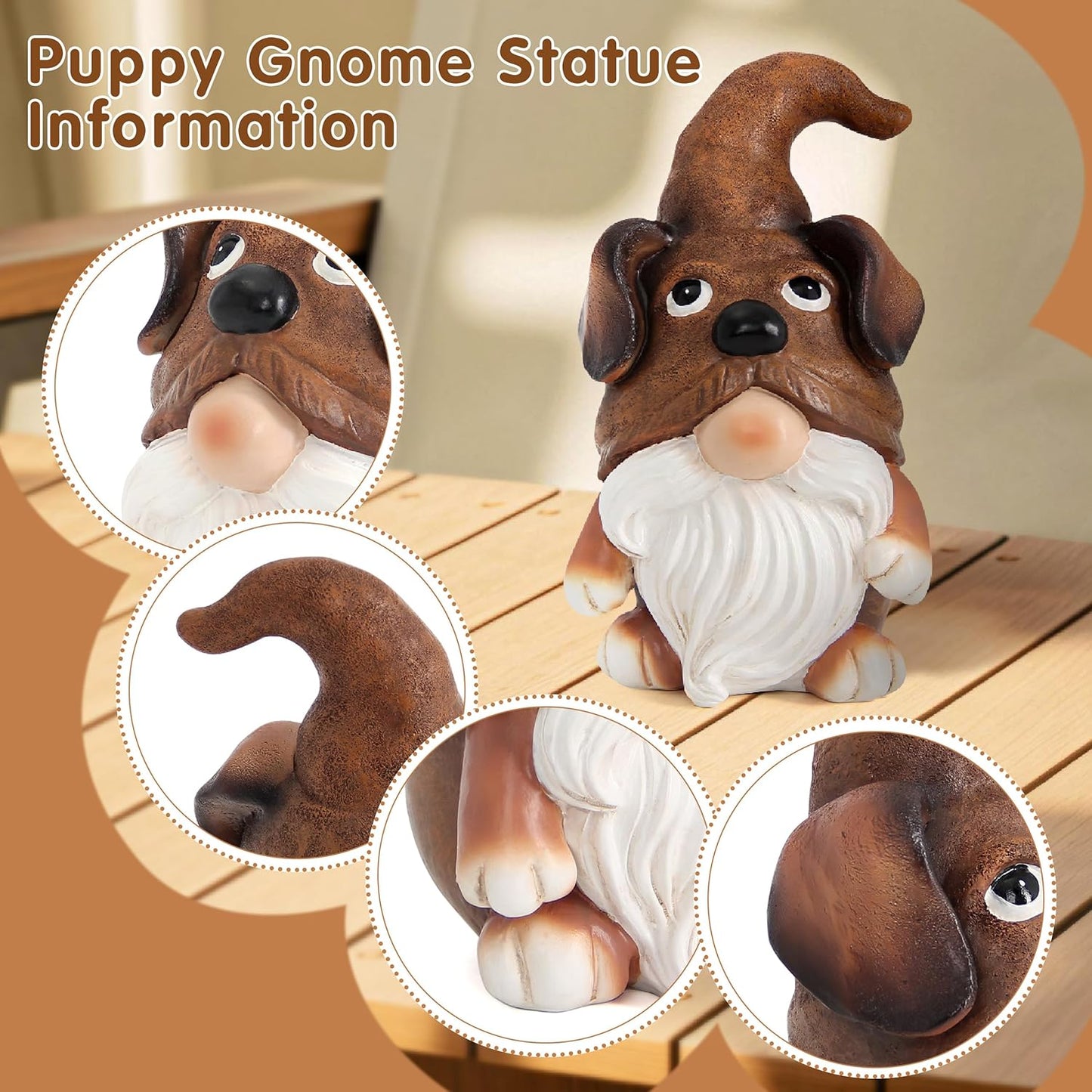 Puppy Gnome Decorations Outdoor Garden Dog Gnome Statue for Garden Decor, Front Porch Decor, Lawn, Patio Decor, Puppy Knome Nomes Gifts for Mom Grandma & Women