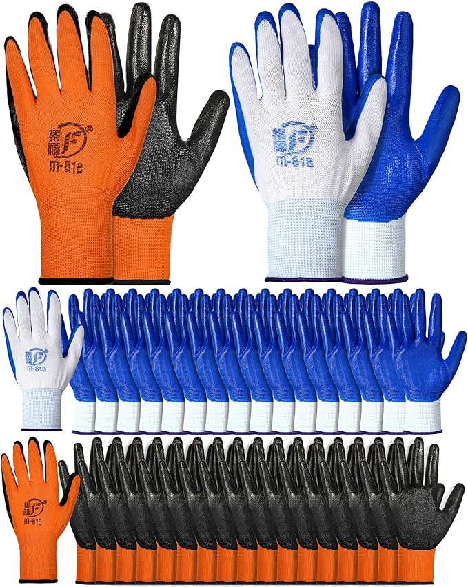 Honeydak 36 Pairs Gardening Gloves for Men Women Breathable Rubber Coated Garden Gloves