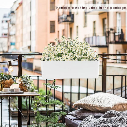 GardenBasix Elongated Self Watering Planter Pots Window Box 5.5 x 16 inch Indoor Home Garden Modern Decorative Planter Pot for All House Plants Flowers Herbs (White,1-Pack)