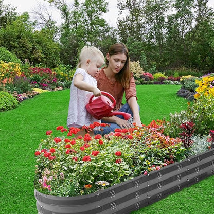 GADI Raised Garden Bed Kit for Vegetables Flower Galvanized Metal Planter Boxs Designed for Easy DIY and Cleaning Not Twist Or Rot (Color B-Grey)