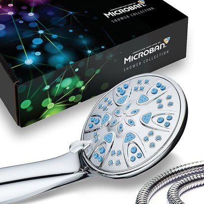 AquaDance Antimicrobial – Anti-Clog High-Pressure 6-Setting Hand Shower with Microban Nozzle Protection from Growth of Mold, Mildew & Bacteria for Stronger Shower! 3 Jet Color Choices – 4" Coral Green