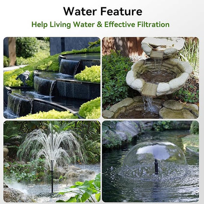 NFESOLAR Pond Filter Fountain with 50W Solar Panel, 580 GPH Water Pump, 10 FT Extension Cord, Solar Fountain Pump with Pond Filter Box Outdoor for Koi Ponds Water Feature Waterfall Pool