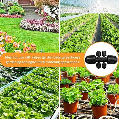 Barbed Tee 1/2" to 1/4" Drip Irrigation Fittings: 10 Pieces 1/2 Inch Tubing (1/2" ID x0.6-0.63" OD) Six-way Connectors for 16mm to 1/4 Inch Irrigation Drip System