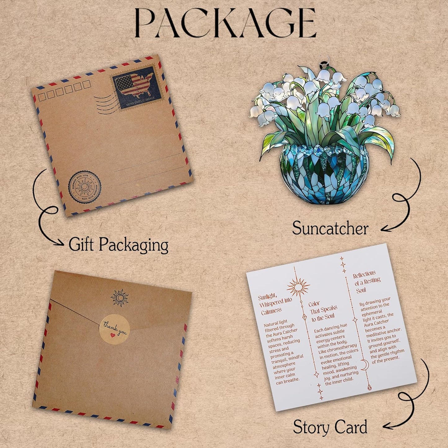 Lily of The Valley May Month Flower Acrylic Suncatcher Stained Glass Effect Window Car Hanging Christmas Ornament Indoor Outdoor Decor Garden Sun Catcher for Flower Lover Gift for Women Mom Grandma