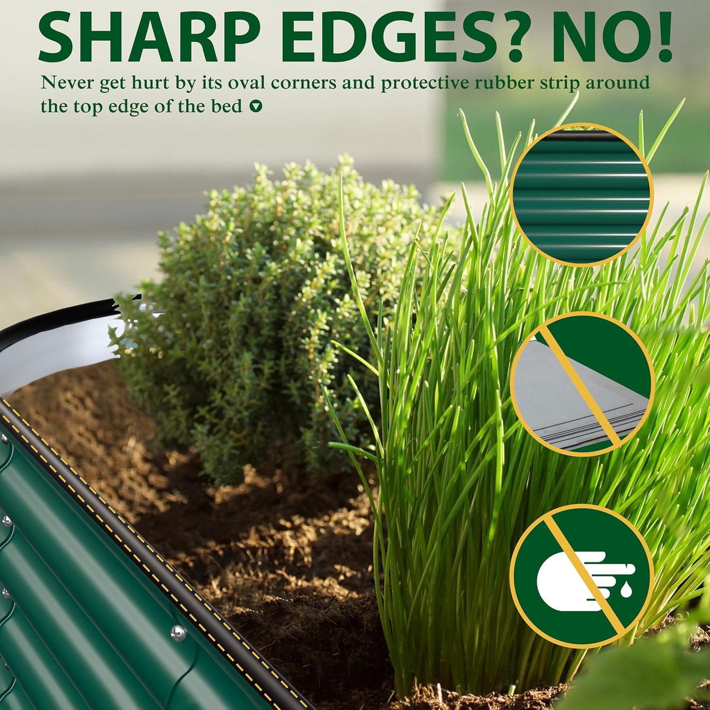 MUPATER 9-in-1 Galvanized Steel Planter Box, 24''H Modular Garden Bed Outdoor with 2 Aluminum Support Rods, 6x3x2FT Raised Garden Bed Kit Oval for Herbs, Vegetables and Flowers, Garden, Green