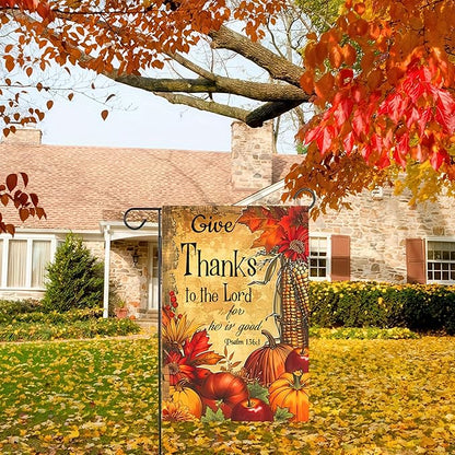 Fall Pumpkin Thanksgiving Welcome Flag 12x18 Double Sided Autumn Outdoor Garden Yard Decoration Banner Harvest Home Decor Large Outdoor Fall Flags Garden Flags for Outside Autumn Flags