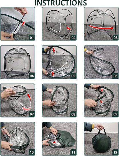 DECOHS 31.5" x 31.5" x 31.5" Mini PVC Pop Up Greenhouse, Transparent Pop Up Grow Greenhouse Plant Cover, Small Gardening Plant Flower Warm House for Cold Frost Protection Indoor & Outdoor