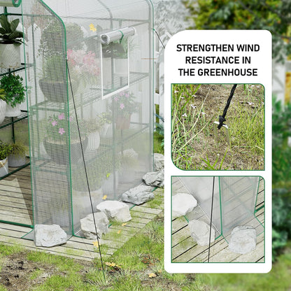 56×56×78Inch Walk-in Greenhouse for Outdoors with Screen Windows, Heavy Duty Small Plant House with Thicken PE Cover and Steel Shelves, Portable Green House for Outside Garden Winter, White