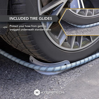 Hydrotech 60 ft Garden Hose – Patented Force Control, Burst-Proof, Lightweight, Flexible, No-Kink Design, 5/8", 4 Tire Hose Guides, Ideal for Car Wash & Automotive Care