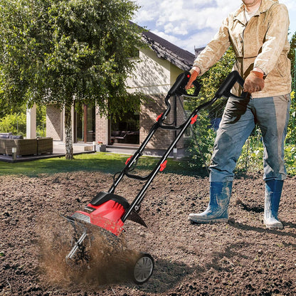 Goplus 14-Inch 10 Amp Corded Electric Tiller and Cultivator, Powerful Tillers w/ 9-Inch Tilling Depth, 4 Tines, Rototillers Tool for Garden Lawn Soil Digging
