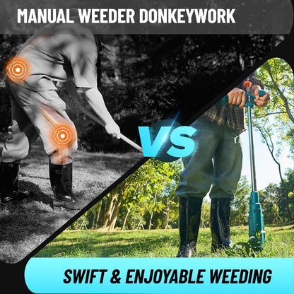 SEESII Next-Gen Electric Stand Up Weed Puller Tool with 20000RPM High-Torque Motor, Battery Powered Garden Weeder 3-Claw Steel Head for Smooth Weeding (Electric Weed Puller-Two Battery)