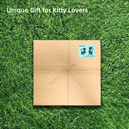 Metal Playing Cat Garden Decor for Outside (2 Pack), 14" Yard Art Stakes,Unique Gift for Kitty Lovers, Outdoor Lawn Statues and Weather Resistant Yard Art