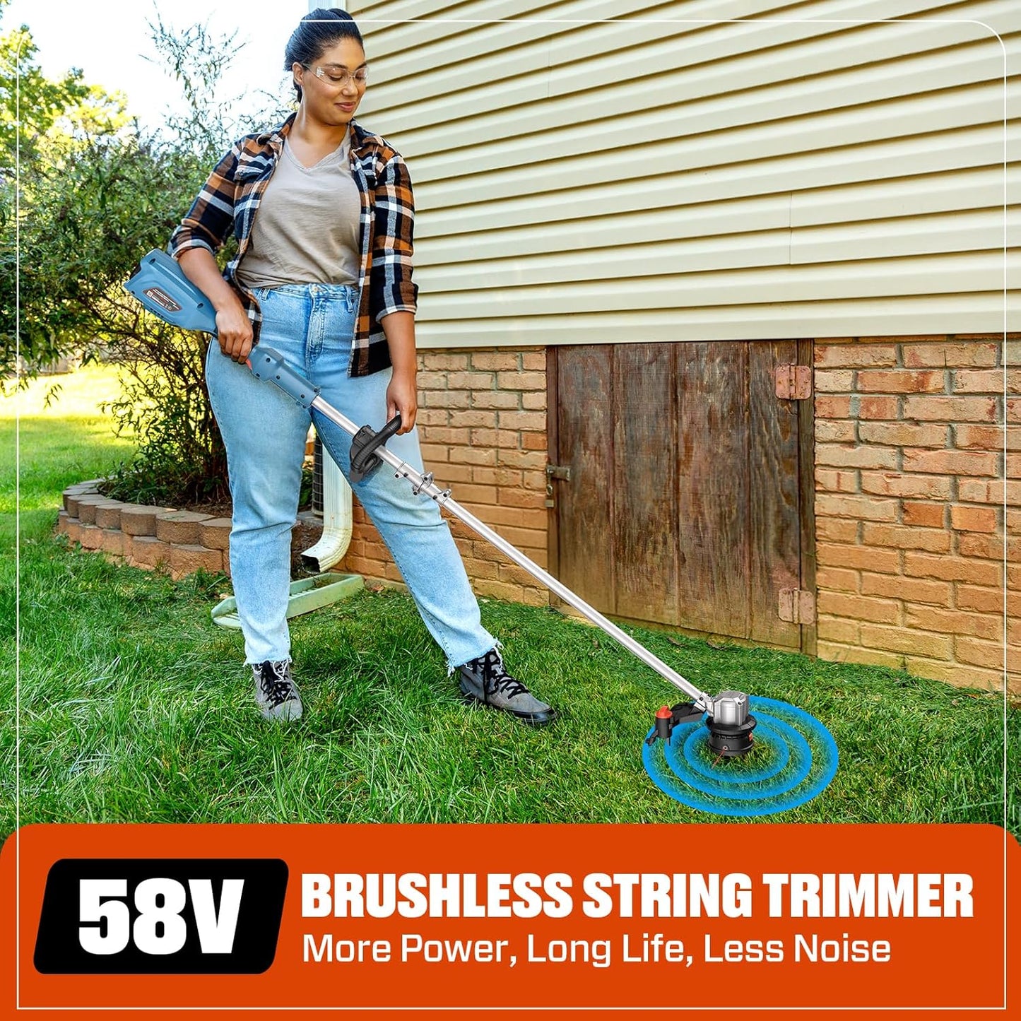 SENIX X5 58V MAX* 2-Piece Cordless Yard Tool Combo Kit with 11“/13" Brushless String Trimmer Weed Wacker,520CFM 3-Speed Leaf Blower,Includes 2.5Ah Battery & Charger (S5K2B1-01)