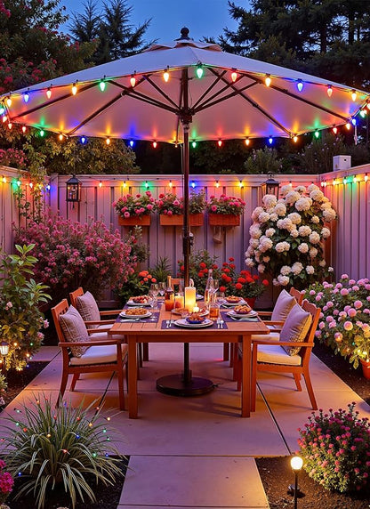 Brightown C9 Christmas Lights Outdoor, 114FT 150 LED Multicolor String Lights with Timer, 8 Modes, Plug-in UL Listed Waterproof Connectable Christmas Tree Lights for House, Roof, Garden, Patio Decor