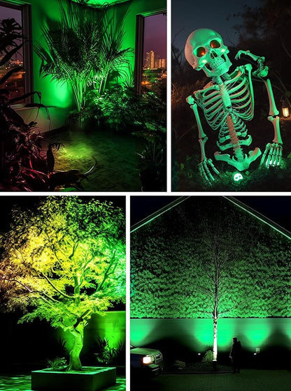 Halloween Green Landscape Lights Outdoor, 7W 110v 120V LED Landscape Lighting IP66 Waterproof Outdoor Spotlights for Garden Yard Pathway Tree, 4 Pack/ Green Landscape Lights,Directly sold by Factory