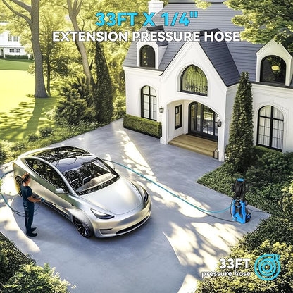 Pressure Cleaner 5000 PSI 3.0 GPM Adjustable Pressure, Power Cleaners Powered with 33ft Pressure Hose, 4 Nozzles and 500ml Foam Cannon, Cleaner Machine for Home, Car, Blue