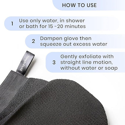 Korean Exfoliating Mitt for Remove Dead Skin. 2 Pack 100% Viscose Kessa Deep Exfoliating Gloves for Body Scrub, Keratosis Pilaris and Self Tanning Removal. Easily Smooth Skin Surface.