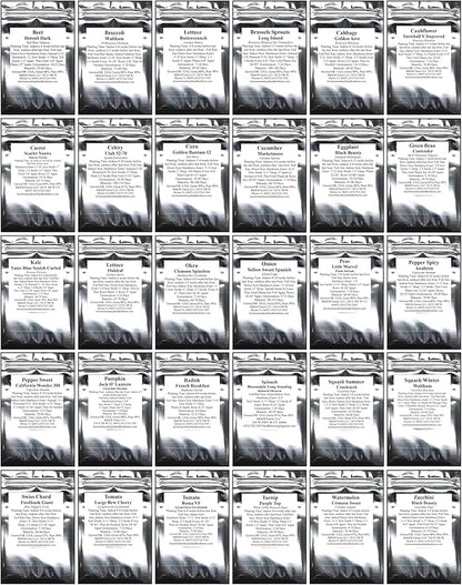 B&KM Farms 20,000+ Survival Seed Kit 5+ Year Supply. 30 Fruit & Vegetable Non-GMO Heirloom Seeds for Planting a Home Garden. Secure Emergency Weather-Proof Bucket