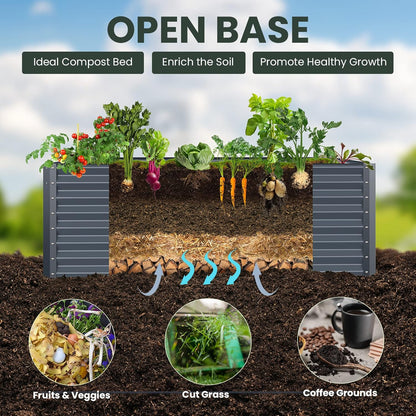 Galvanized Raised Garden Bed Box Planter for Outdoor Plants 17" Extra Tall Raised Garden Beds Outdoor Garden Boxes Outdoor Raised Metal Raised Garden Beds for Vegetables 96"X48"X17", Midnight Grey