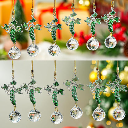 H&D HYALINE & DORA Set of 6 Rhinestones Pickle Crystal Suncatcher Pendant Xmas Cucumber Rainbow Sun Catcher for Windows Garden Home Decor