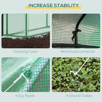 Outsunny 8' x 6' x 7' Walk-in Greenhouse with Mesh Door and Windows, 18 Shelf Green House with Trellis, Plant Labels, UV Protective for Growing Flowers, Herbs, Vegetables, Saplings, Green