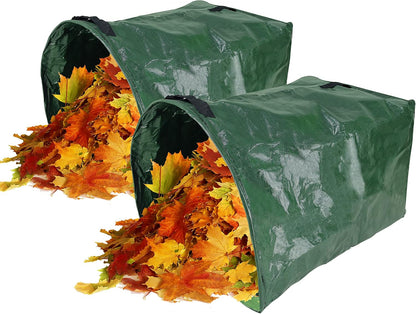 Gardzen 2-Pack 53 Gallon Dustpan-Type Yard Waste Bags, Reusable Heavy Duty Collapsible Garden Leaf Bags, Stand-Up Yard Waste Bin for Leaves, Lawn Debris & Grass Clippings, PE Material