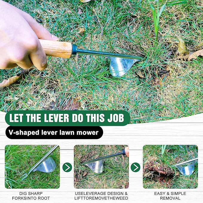 Hand Weeder Tool, Stainless Steel 2 Pcs Weeder Tool for Garden and Farm,Weeding Tool for Gardening,Garden Weeder, Weed Pulling Tool, Weed Puller Tool