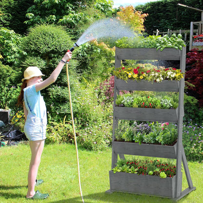 Wooden Vertical Raised Garden Bed, 5 Tier Garden Planters Raised Beds Freestanding Plant Stand Flower Rack Wooden Planter Box for Plants Herbs Flowers Vegetables Outdoor Indoor Gardening