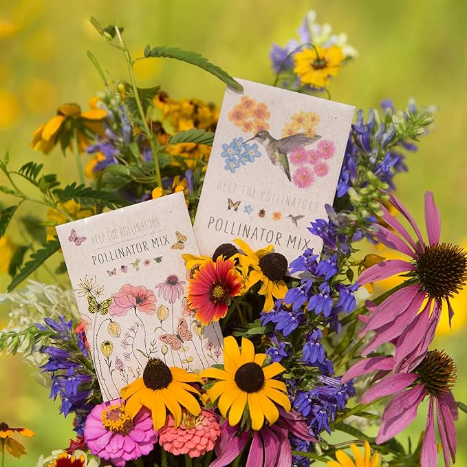Bentley Wildflower Mix, Pre Filled Hummingbird Packets, 25 Annual Flower Packs, Perfect Eco-Friendly Gift for DIY Gardeners or New Homeowners, Non GMO Seeds
