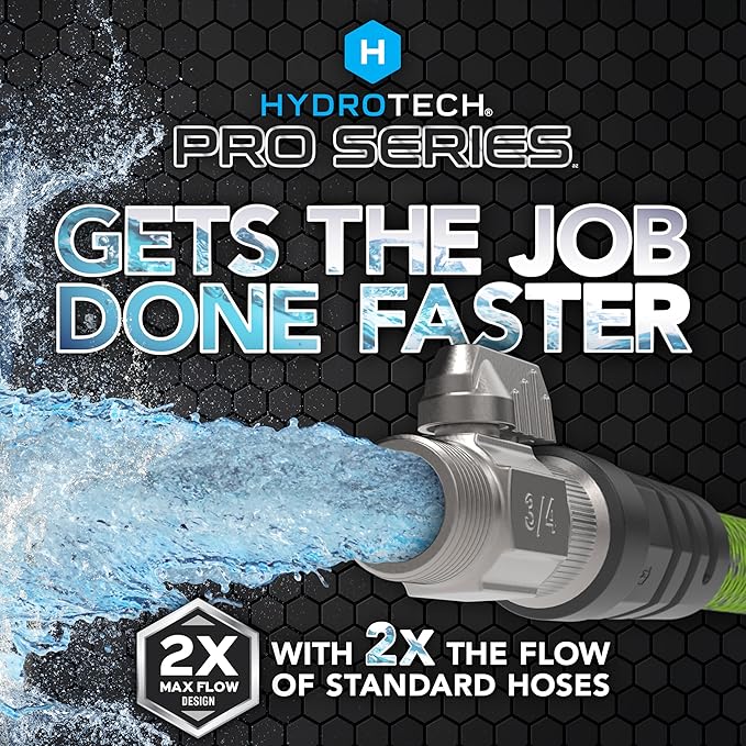 HydroTech 50 ft Expandable Garden Hose - Pro Series, 2x Max Flow, 3/4" No-Kink Flexibility, Lightweight Hose for Lawn, Garden, Car Washing, Deck and Patio Cleaning