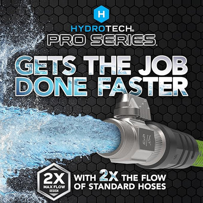 HydroTech 50 ft Expandable Garden Hose - Pro Series, 2x Max Flow, 3/4" No-Kink Flexibility, Lightweight Hose for Lawn, Garden, Car Washing, Deck and Patio Cleaning