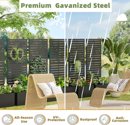 Casaphoria Metal Raised Garden Bed, 47"x24"x12" Planter Box for Climbing Plants, Vegetables & Vines, Features Drainage Holes and Privacy Screen (Black-Louvered)