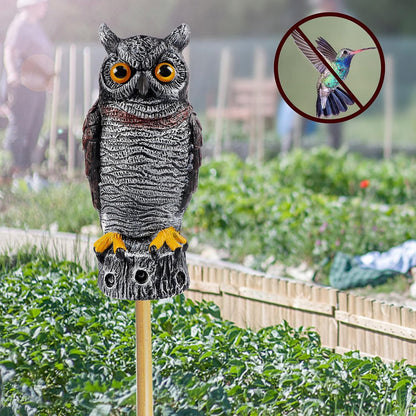 Hausse Fake Owl Decoy Bird Scarecrow Sculpture, 13.6 Inch Plastic Horned Owl Bird Deterrents, Garden Protectors, Nature Enemy Pest Repellent for Outdoor Garden Yard