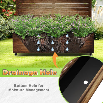 Metal Raised Garden Bed with Trellis, 2-in-1 Planter Box & Privacy Screen for Climbing Plants, Outdoor Standing Flower Bed with Drainage Holes, 47.2" L x 16.7" W x 70.8" H, Vintage Wood Grain