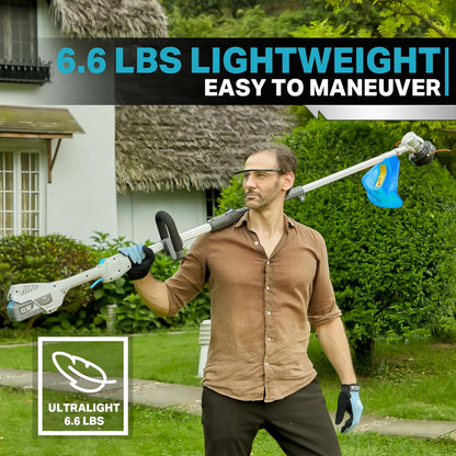 RB 17" Cordless String Trimmer, 40V Lithium Battery Weed Wacker with 4.0Ah Battery & Fast Charger & .095'' line, 2 in 1 Grass Trimmer and Edger, 2-Speed Adjustable, Low Vibration Lawn Garden Tool