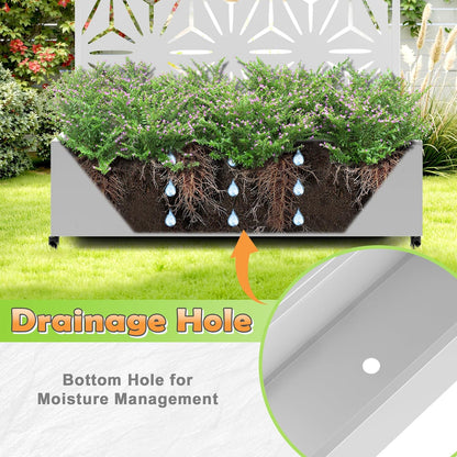 Metal Raised Garden Bed with Trellis, 2 in 1 Trellis with Planter Box & Privacy Screen for Climbing Plants, Vine, Outdoor Standing Flower Beds with Drainage Holes,47.2"L x 16.7"W x 70.8"H,(White-Star)