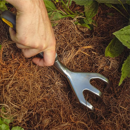 Woodland Tools Heavy Duty Hand Cultivator, 3-Prong Garden Claw Tiller Tool with Anodized Aluminum Head and Soft Ergonomic Grip, Manual Soil Cultivator for Weeding, Digging, and Breaking Up Dirt