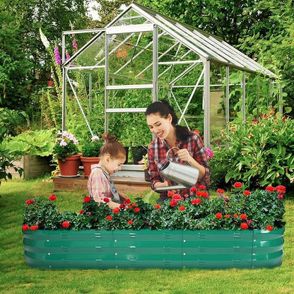 GADI Raised Garden Bed Kit for Vegetables Flower Galvanized Metal Planter Boxs Designed for Easy DIY and Cleaning Not Twist Or Rot (Green)