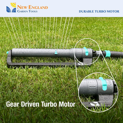 Lawn Turbo Oscillating Water Sprinkler 100003 Adjustable Pattern to Cover 4,000 sq.ft. by New England Garden Tools