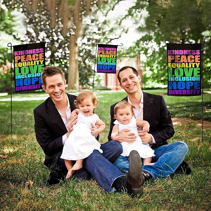 Pride Flag Kindness Peace Equality Love Inclusion Hope Diversity Garden Flag Vertical Double Sided 12.5"X18" Burlap Spring Summer Yard Sign Be Kind Flag Patio Outdoor Decoration