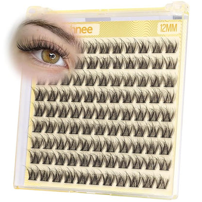 12MM Lash Clusters Short Natural Eyelash Cluster 3D Fluffing Individual Lashes CC-Curly Cluster Eyelash Extensions 99Pcs Wispy Cluster Lashes for Daily Wear